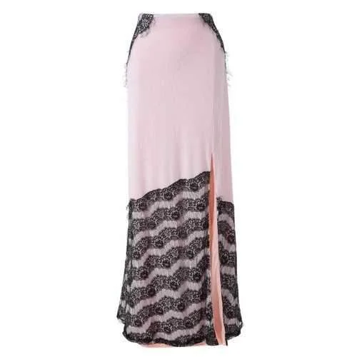 Fashionable Black Lace Splicing Split Skirt For Women - Off-white 2xl denim skirt classic