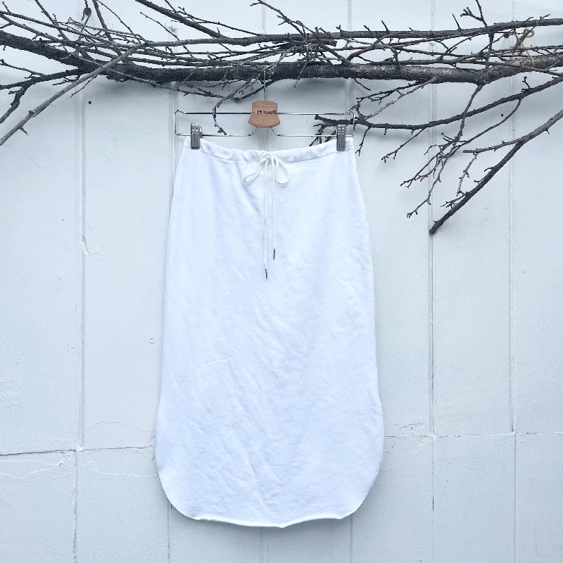 VH-1471 White Drawstring U skirt satin skirt smooth