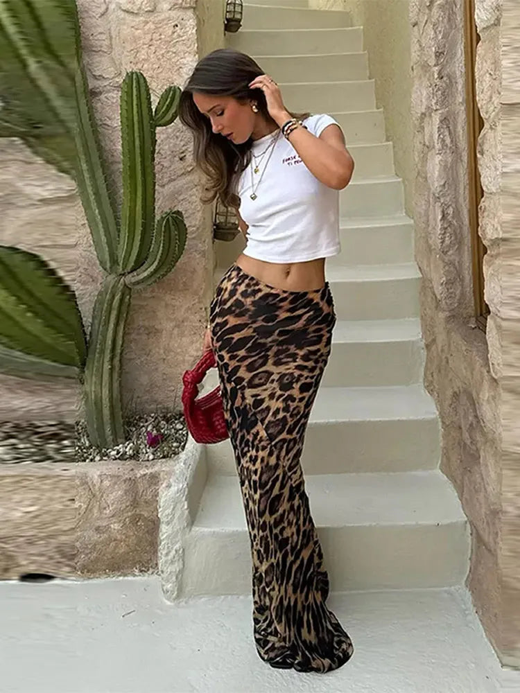 Vintage Leopard Print Slim Skirt velvet skirt luxury