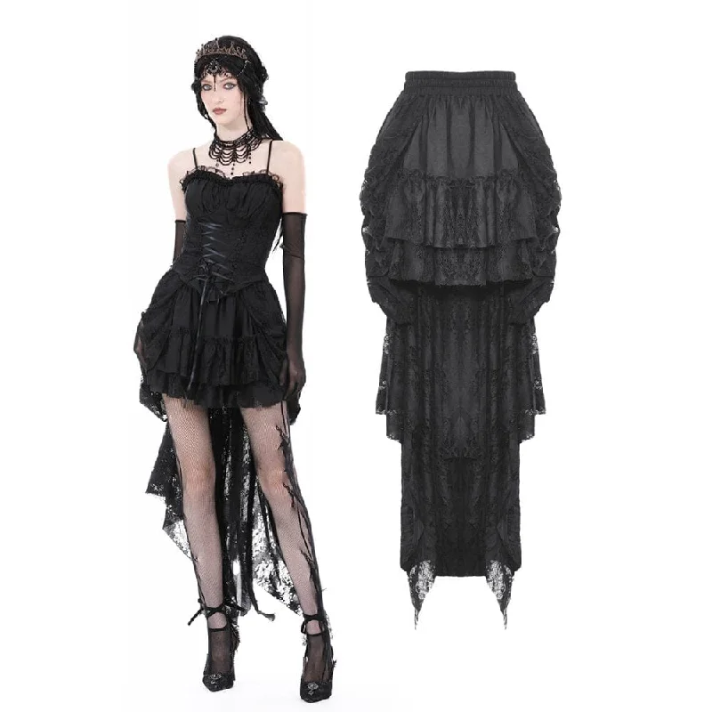 Women's Gothic Layered Unedged High-low Skirt chiffon skirt airy