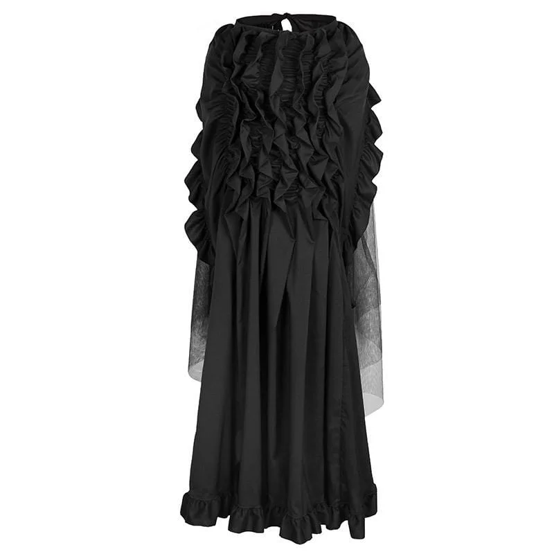 Women's Gothic Ruffled Mess Skirts wool skirt warm