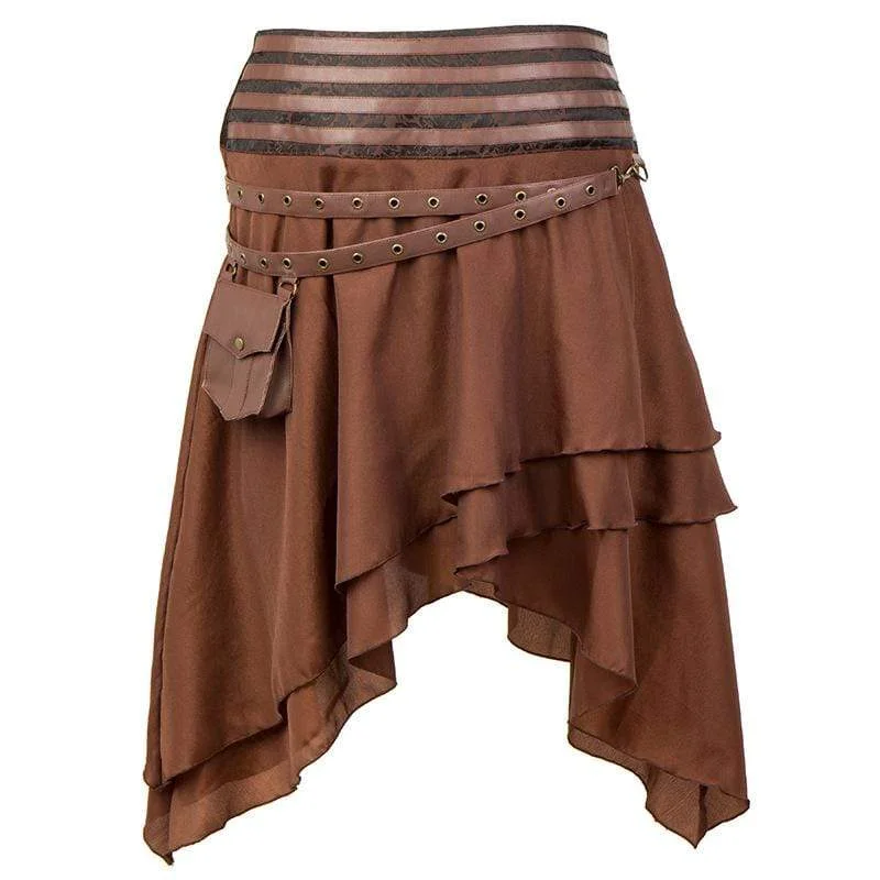 Women's Steampunk Layered Skirts With Strap mini skirt trendy