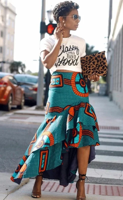 African Print Zila Skirt floral skirt print